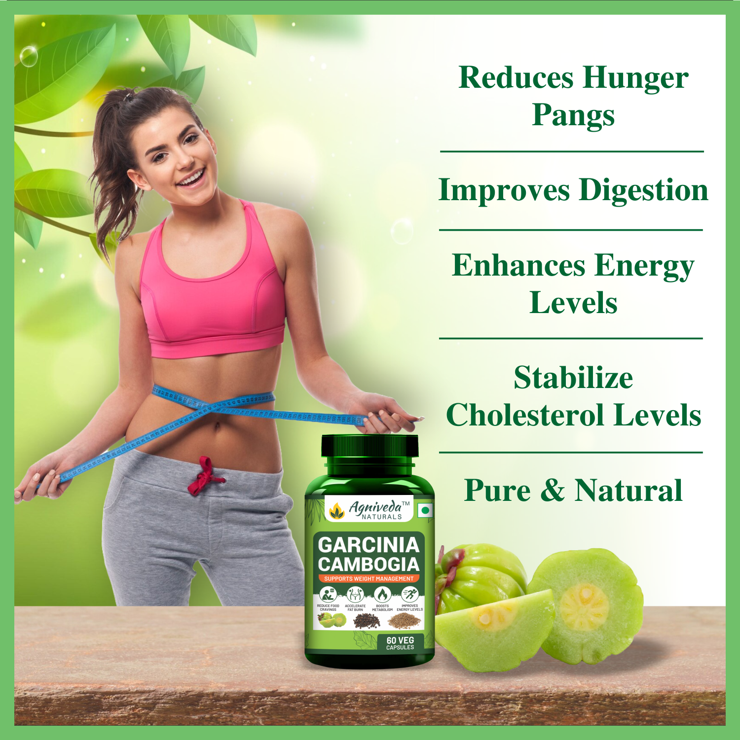 Agniveda Naturals Garcinia Cambogia Weight Loss Caps For Women And Men - With Cumin Seeds| Boosts Metabolism & Energy Levels(Pack of 60 caps)