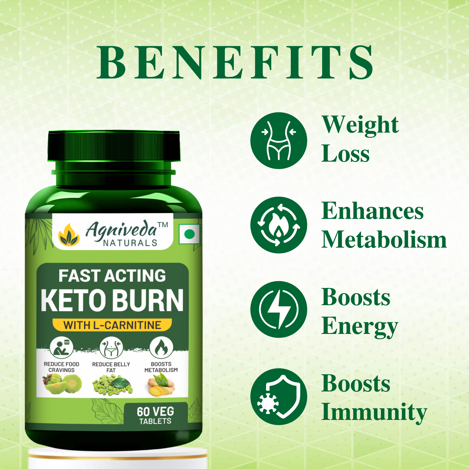 Agniveda Naturals Keto Burn - 60 Tablets