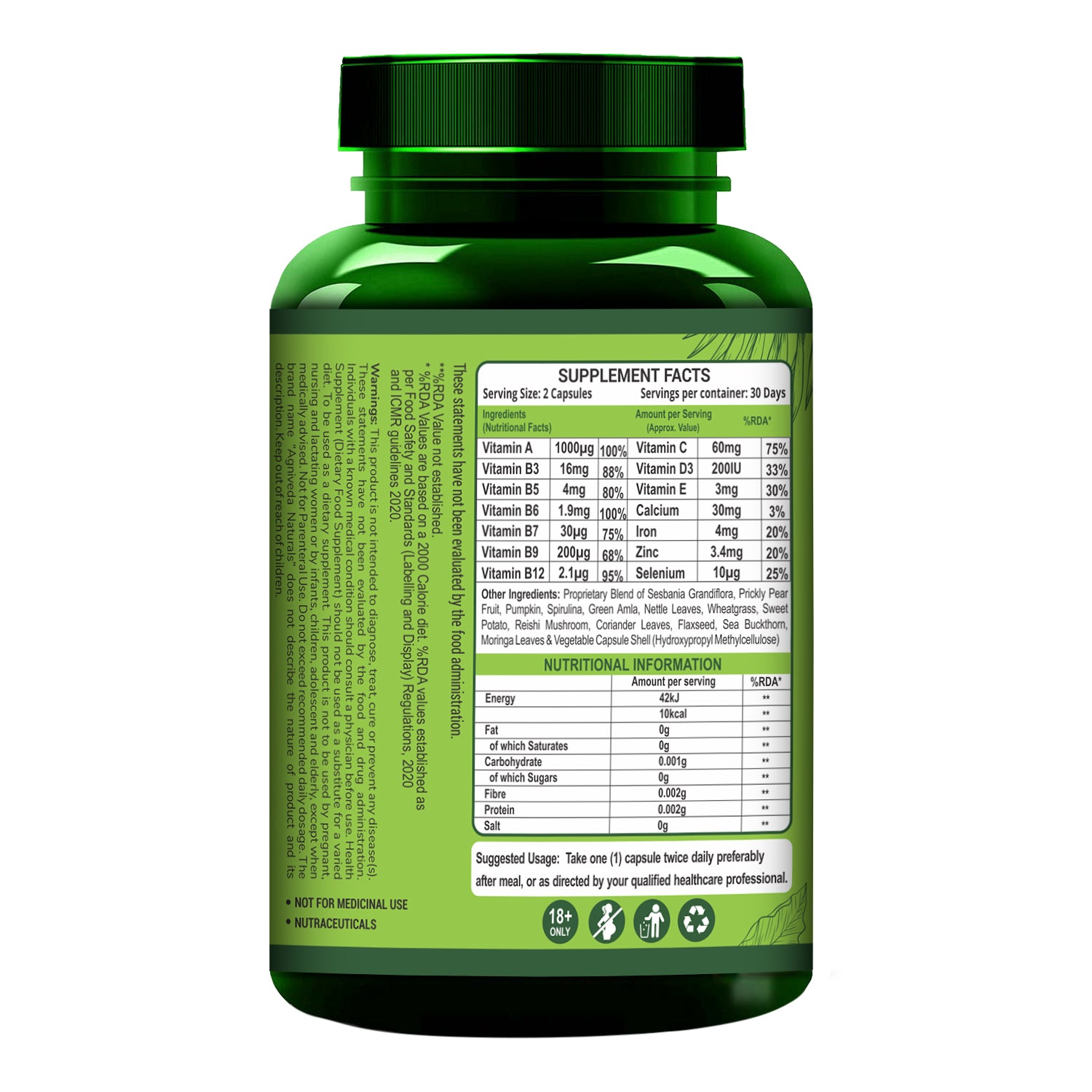 Agniveda Naturals Hair Vitamins Biotin, DHT Blocker, Vitamin B3, B5, B6, B7, B9, B12, Vitamin C, D3, E, Helps Reduce Hairfall, Stimulates Hair Follicles & Promotes Hair Growth | For Men And Women - 60 Veg Caps