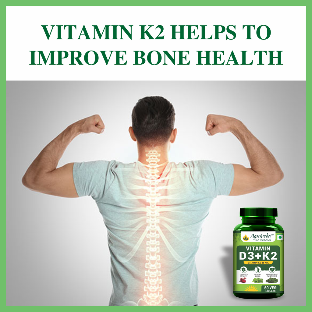 Agniveda Naturals Vitamin D3 K2 MK7 | Vegetarian Vitamin D3 Supplement Lichen Source with Vitamin K2 MK7 Menaquinone - 60 Veg Tablets