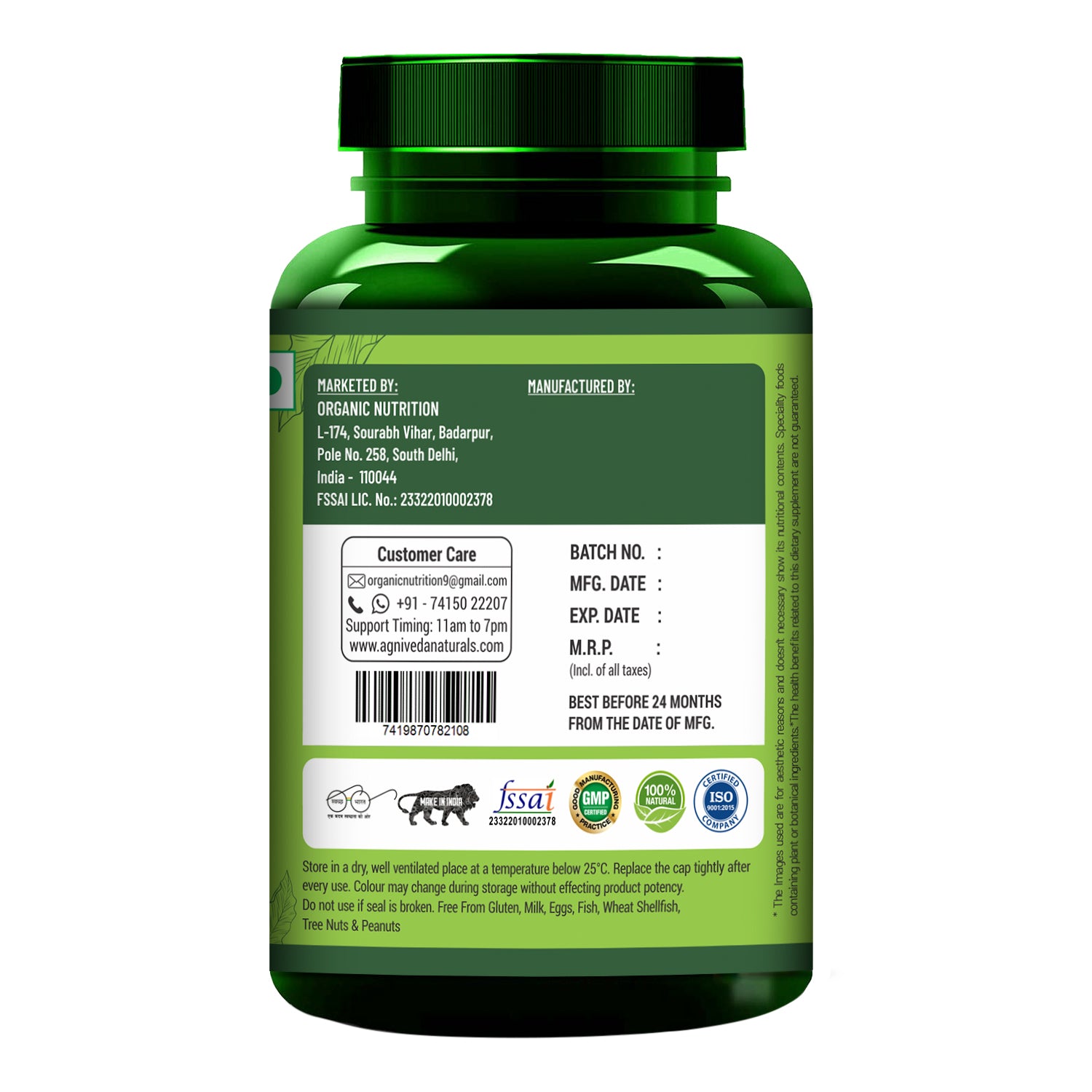 Agniveda Naturals Plant Based Iron Blood Builder 1000mg Capsule | Dietary Iron Supplement | Promotes Red Blood Cell Formation | Supports Iron Deficiency for Men & Women Elderly Adults - 60 Veg Capsules