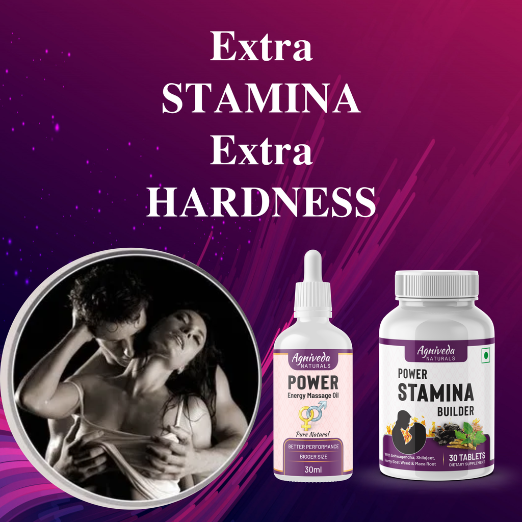 Agniveda Naturals Power Stamina Builder Tablets + Energy Sensual Message oil