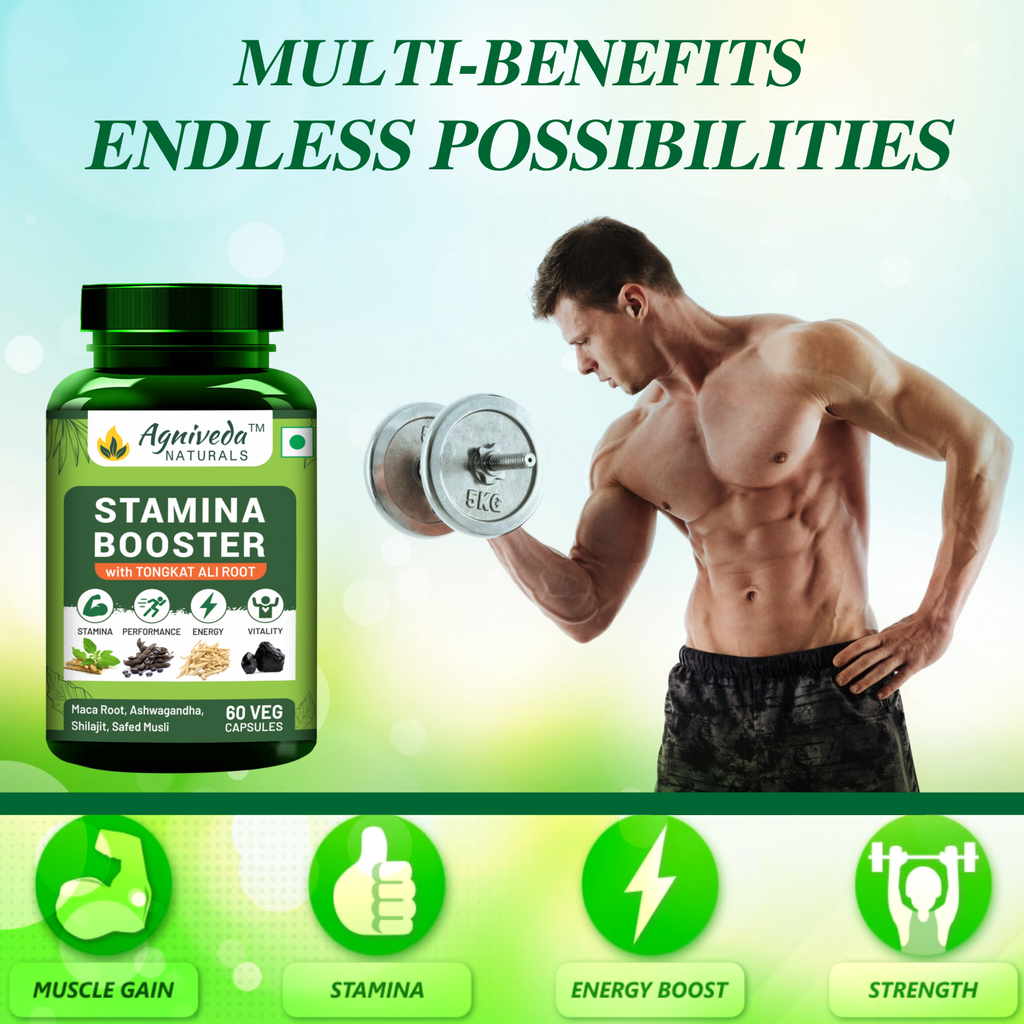 Agniveda Naturals Stamina Booster for Endurance and Strength - 60 Capsules