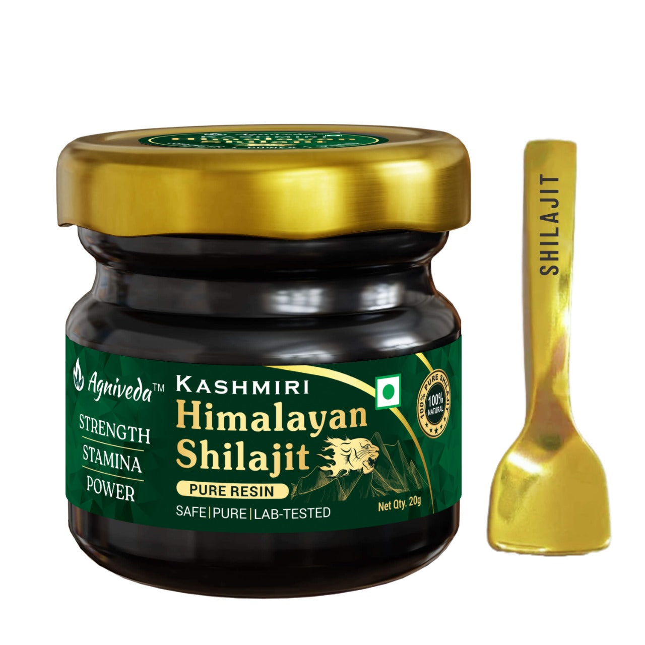 Agniveda Kashmiri Himalayan Shilajit Resin for Men, Gym, Stamina, Energy & Improved Health | Pure Shilajit-20gm
