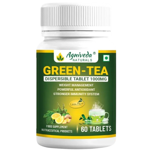 Agniveda Naturals Green-Tea Lemon Flavour, Grape seed, Dalchini, Tulsi, Moringa, for immunity booster, detox & weight managment  60 Tabs