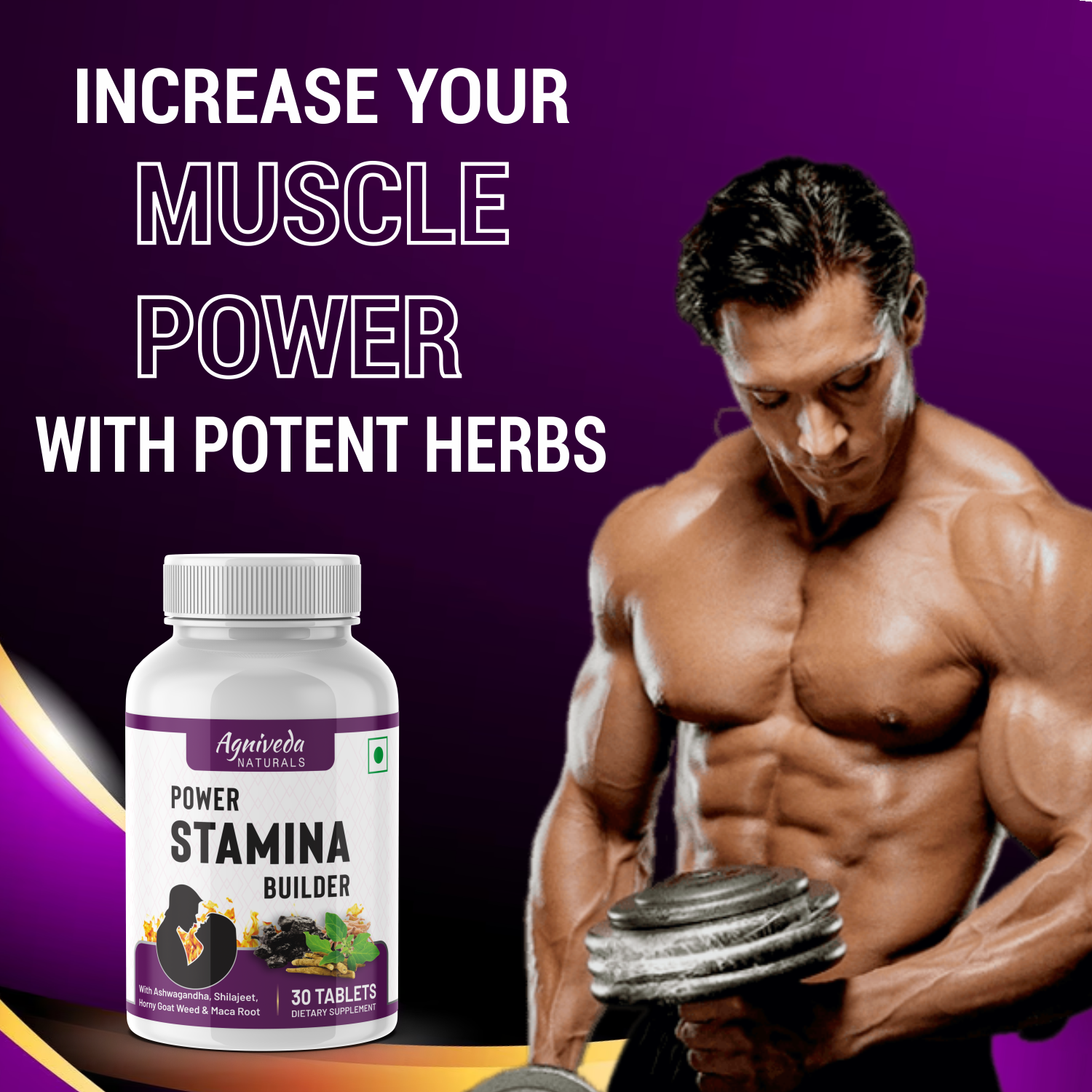 Agniveda Naturals Power Stamina Builder for Strength, Endurance & Stamina - 30 Tablets